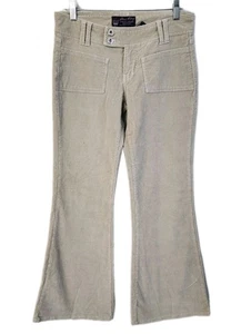 Pantalones acampanados de pana vintage Y2k tiro bajo junior talla 3 tostados elásticos sin bolsillo trasero - Imagen 1 de 8