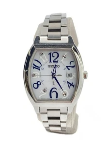 Seiko Women's Watch Solar Analog Stainless WHT SLV 1B22-0BC0 Used - Picture 1 of 5