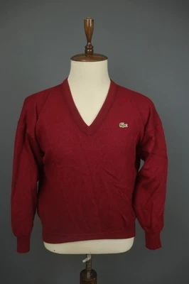 Suéter Pullover Lacoste Rojo Lana Manga Larga Cuello en V Logo Cocodrilo Talla 7 Foto 1 de 4