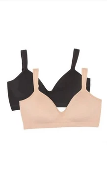 Felina Women's 2-Pack Adaptive Cup Wireless Bra Small No Wire Black/Beige New - Image 1 of 4
