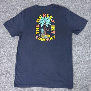 Hurley T-shirt Men's Medium Blue Colorful Pineapple Palm Tree Surfing Swimming - Picture 1 of 6