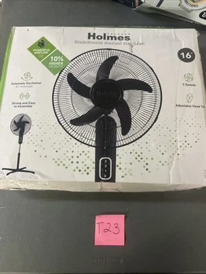 Holmes 16” Blade Breeze Manual Stand Fan – Powerful Airflow Tested Box Damaged - Image 1 of 4