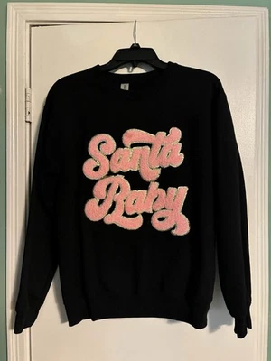 Sudadera Navidad Hecha a Mano | Camisa Bebé Papá Noel Negra y Rosa [S] | USADA Foto 1 de 3