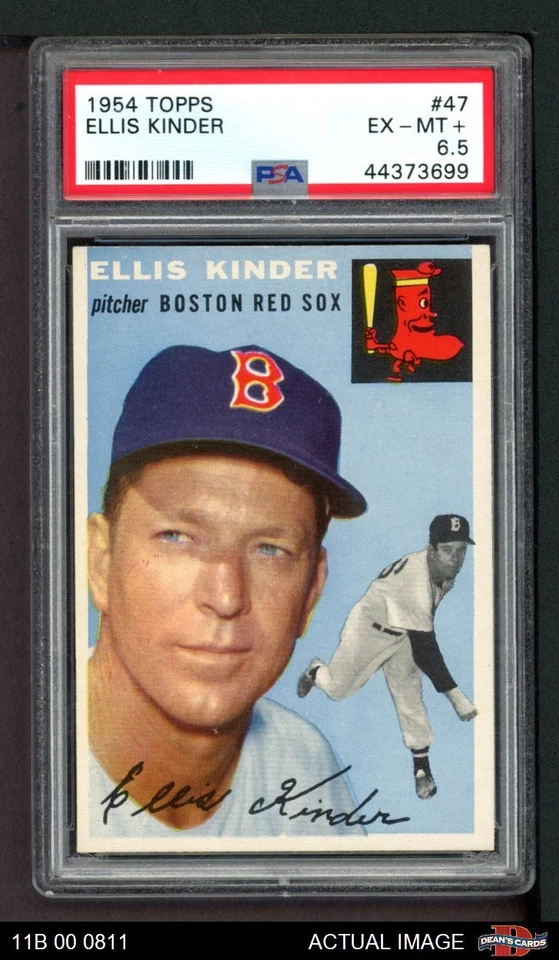 1954 Topps #47 Ellis Kinder White Back Red Sox PSA 6.5 - EX/MT+ - Image 1 of 1