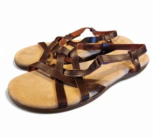 Bass Sunjuns Margie II Womens 10 Wide Brown Leather Strappy Sandals Adjustable - Picture 1 of 11