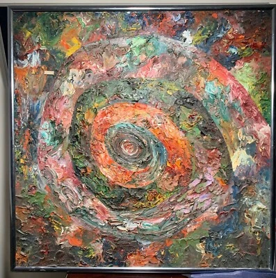 🔥🐇 STEINBERG, ÓLEO ORIGINAL SOBRE LIENZO 36" X 36" ABSTRACCIÓN GEOMÉTRICA 🔥🐇 Foto 1 de 4
