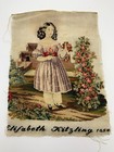 1854 Embroidery Sampler Fine Needlepoint Young Girl Rose Bush Antique Victorian