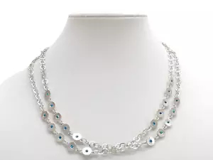Jessica Simpson Havana Love Long Necklace Silvertone Blue 400462-SLVRT New! NWT - Picture 1 of 3
