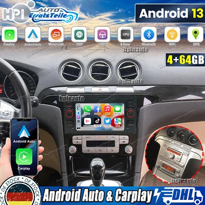 DSP Autoradio Android 13 Für Ford C-MAX S-Max 2006-2010 GPS 4G+64G DAB+ CarPlay - Bild 1 von 4