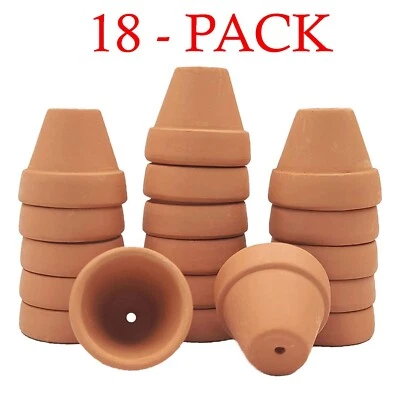 18 Pack Mini Terra Cotta Terracotta Pots Flower Clay Planters for Succulent 1.2" - Image 1 of 4