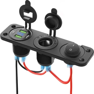 Samochód Auto Łódź Gniazdo zapalniczki QC 3.0 Podwójny port USB Ładowarka Panel montażowy - Zdjęcie 1 z 8
