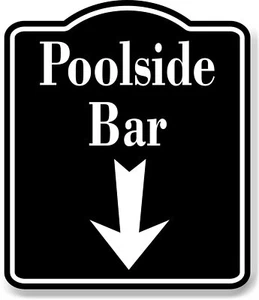 Poolside Bar Down Arrow BLACK Aluminum Composite Sign - Picture 1 of 10