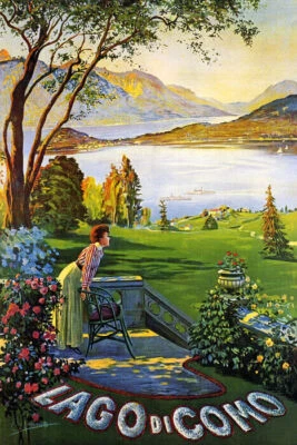 PÓSTER REPRO DE VIAJE DE VERANO LAGO DI COMO CONTEMPLANDO LAGO ITALIA DAMA CONTEMPLANDO LAGO DI COMO Foto 1 de 3