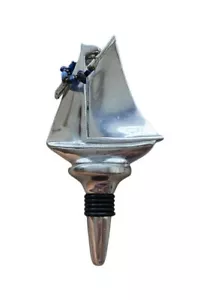 "Vintage Recycling Aluminiumguss Segelboot Form Wein Flaschenstopper 5 3/4"" - Bild 1 von 3