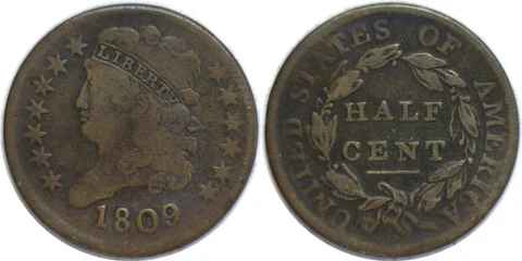 1809 1/2C Classic Head Half Cent VG Cover