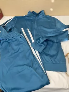 Traje de chándal completo retro clásico para hombre conjunto de chándal liso talla L azul - Imagen 1 de 7
