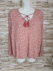 WOMENS M&S SIZE UK 14 Pink MIX CRINKLE PLEATED BLOUSE TOP LONG SLEEVE - Picture 1 of 10