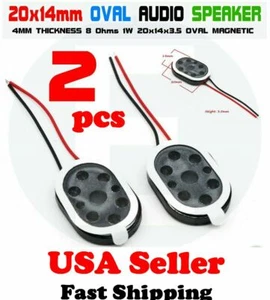 2pcs 20x14mm Oval Speaker 8 Ohm 1W 2-Wire thin Mini Micro Audio Magnetic | USA  - Picture 1 of 5