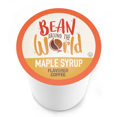 Bean Around The World Maple Syrup Flavored Coffee Pods,Keurig compatible, 40 CT