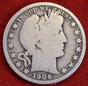 Medio dólar barbero 1906-D 90% moneda de plata circulada BH525 - Imagen 1 de 2