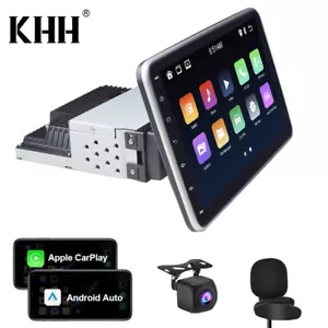 Single 1 DIN Rotatable 10.1'' Android 13 Touch Screen Car Stereo Radio GPS Wifi - Picture 1 of 12