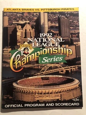 1992 ATLANTA BRAVES vs PITTSBURGH Pirates NLCS Game Program UNSCORED Gant BONDS - Image 1 of 4