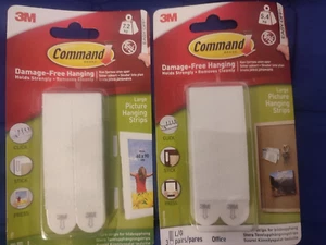 2 x Command LARGE Picture Hanging Strips, Adhesive Strips ( White ) - 2 Packs - Picture 1 of 2
