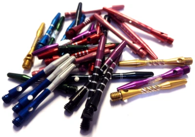 30pcs x MIXED ALLOY ALUMINIUM DARTS STEMS / SHAFTS (10 sets) - MADE IN BRITAIN - Image 1 of 4