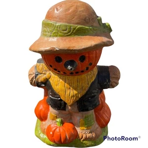 Vintage 8” Solid Chalk Halloween Jack O Lantern Scare Crow Statue Figure - Picture 1 of 5