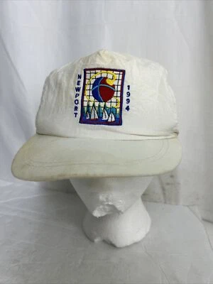 Gorra de béisbol blanca vintage Newport Beach 1994 Betapace Sotalol HCI manchas Foto 1 de 4