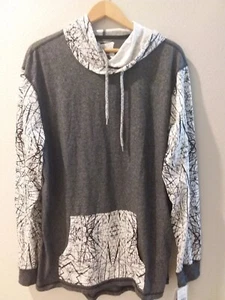 Retrofit Mens 2XL Hoodie Gray Pullover Shirt Black Long Sleeve LIGHTWEIGHT NEW - Picture 1 of 8