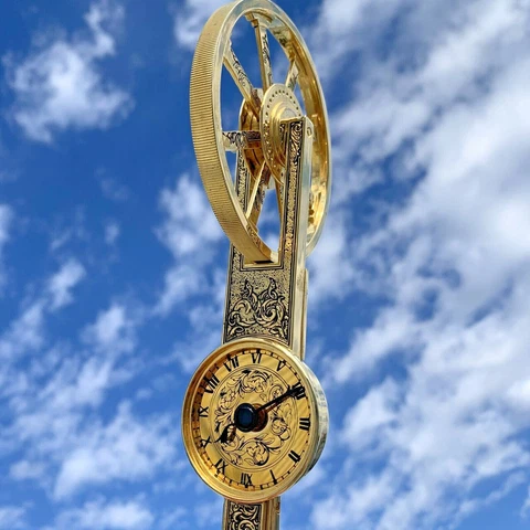 Vintage Gear Train Wheel Clock Roman Numerals GOLD ELEGANCE One of Kind ❤️sj10m3 Cover