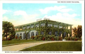 Postcard Old Indian Agency Building Muskogee Oklahoma Linen Unposted - Bild 1 von 2