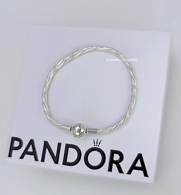 NUEVO 100% Genuino 925 Redondo Cierre PANDORA Pulsera Cadena Serpiente Retorcida 593757C00 Foto 1 de 4