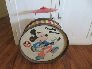 Vintage 50's 60's Country Western Mickey Mouse Drum w Top pc & Foot Petal - Picture 1 of 16