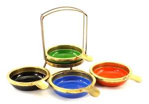 Individual Person AHSTRAY SET of 4 in Stand Enamel Metal Stacking MCM Vintage - Picture 1 of 10