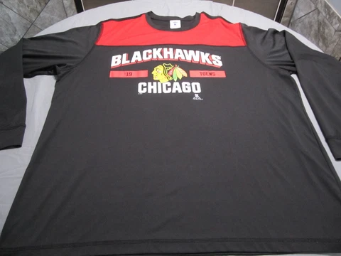 NHLPA NHL CHICAGO BLACKHAWKS BLACK and RED GRAPHIC LONG SLEEVE SHIRT SIZE 2XL Cover