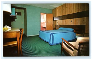 Postkarte MI Petoskey Motel Interieur Gästezimmer Blick Mid-Century Superior Motel - Bild 1 von 2