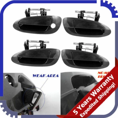 Reinforced Door Handle Smooth Black Exterior Outside Set for 02-06 Nissan Altima - Image 1 of 4
