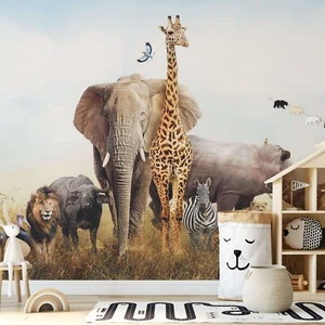 Children bedroom wallpaper mural 102x151 in HxW animals safari Africa wall decor - Picture 1 of 6