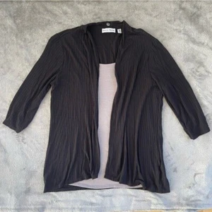 Rebecca Malone schwarze Strickjacke mit angenähtem grauem Oberteil Damengröße Medium - Bild 1 von 7