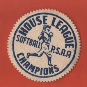 VINTAGE 1960ER HOUSE LEAGUE SOFTBALL P.S.A.A. Champions 4" AUFNÄHER - Bild 1 von 1