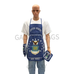 Juego de 3 piezas de cocina y barbacoa con bandera de la Fuerza Aérea de los Estados Unidos con delantal, guante de horno, bache militar - Imagen 1 de 6