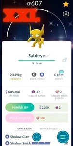 Shiny Sableye XXL | commercio registrato o amicizia 30 giorni | Pokemon Trade Go✨ - Foto 1 di 2