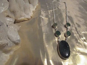 HERMOSO COLLAR NUEVO DE LABRADORITA Y ESMERALDA FUEGO AZUL 20" ARTESANAL - Imagen 1 de 4