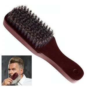 Natural Boar Bristle Hair Brush Paddle Anti-static Scalp Massage Dark Wood Beard - Picture 1 of 13