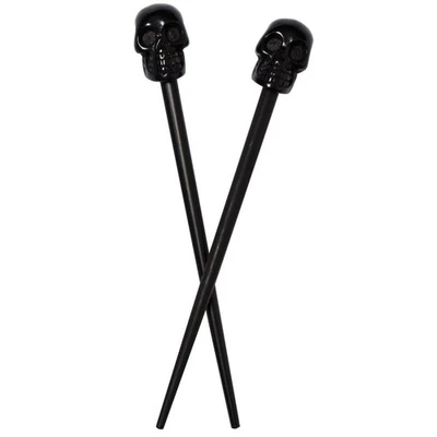 Kreepsville 666 Black Skull Collection Hair Sticks - Image 1 of 2