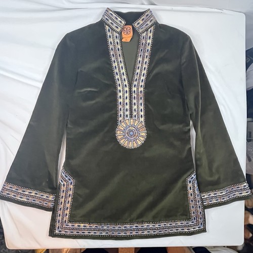 Tunica Tory Burch taglia 4 manica lunga verde effetto vellutato usata in ottime condizioni