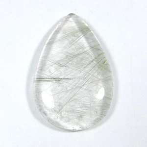 Natural Multi Golden Rutile Quartz Gemstone 42x26 mm Pear Shape Cabochon #10724 - Picture 1 of 6