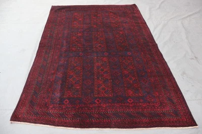 Alfombra afgana Yaqub Khani roja profunda 5x7 - medallón tradicional tribal repetitivo Foto 1 de 4